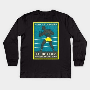 "Le Boxeur" //// Vintage Illustration Graphic Design Kids Long Sleeve T-Shirt